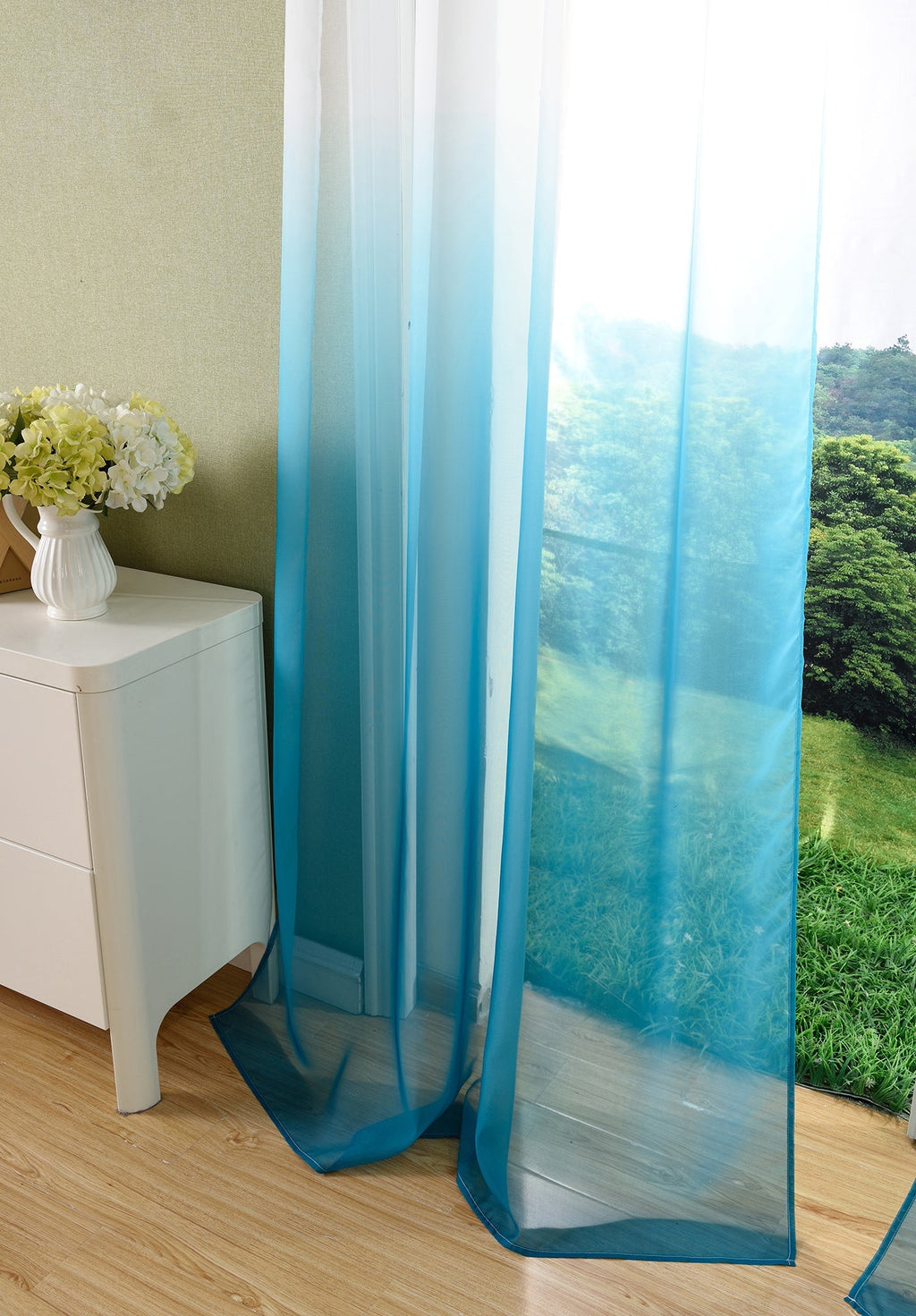 Schal transparent Farbverlauf Vorhang mit Ösen Gardine Voile 204202