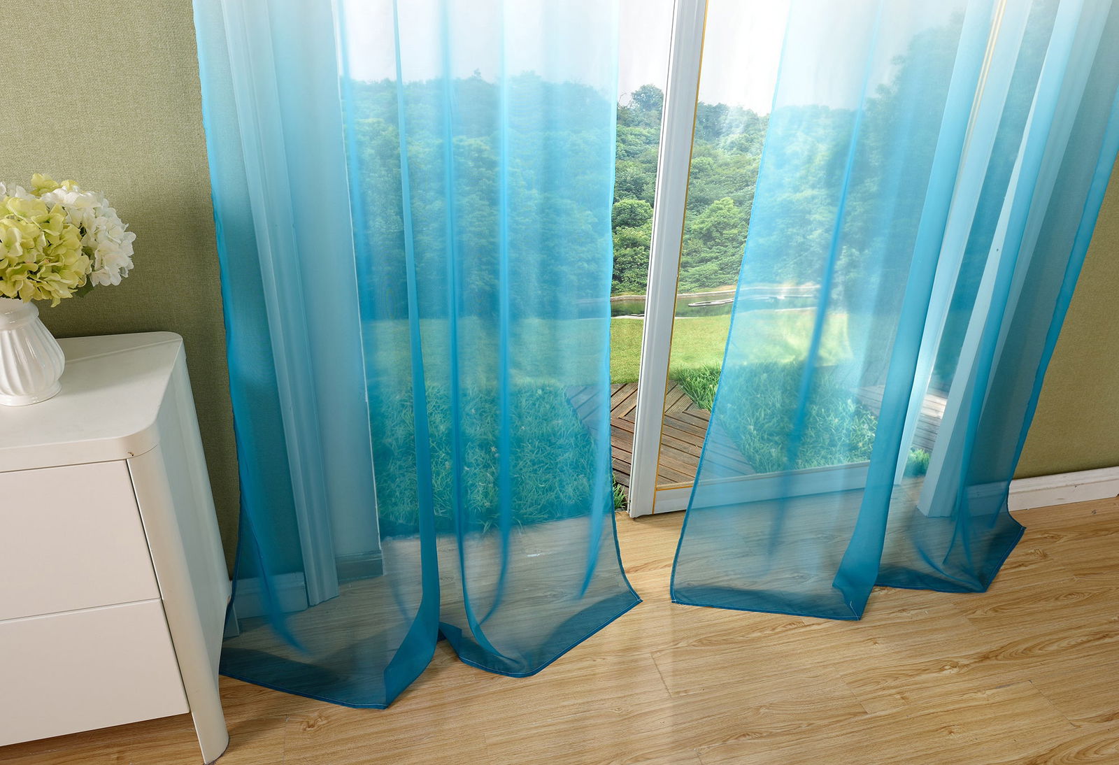 Schal transparent Farbverlauf Vorhang mit Ösen Gardine Voile 204202