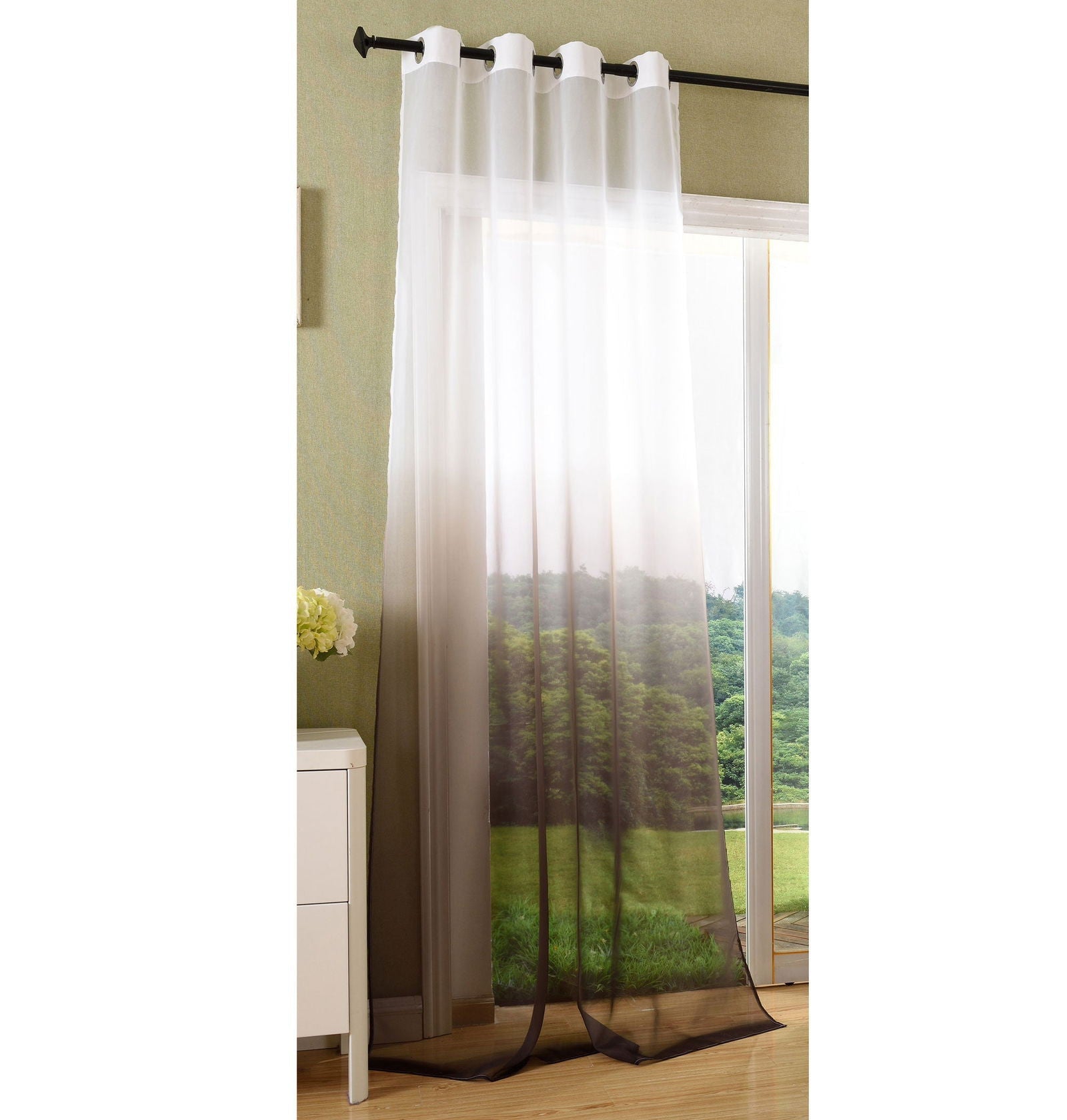 Schal transparent Farbverlauf Vorhang mit Ösen Gardine Voile 204202
