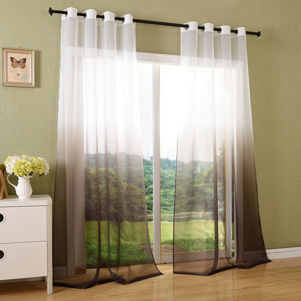 Schal transparent Farbverlauf Vorhang mit Ösen Gardine Voile 204202