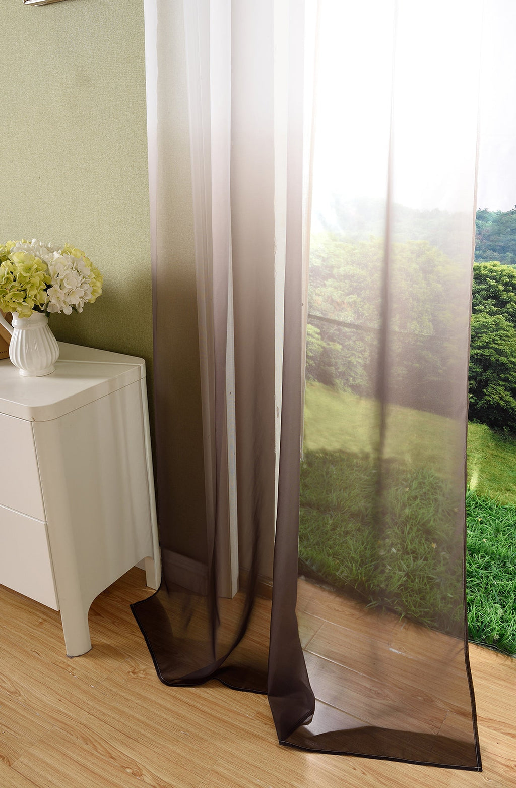 Schal transparent Farbverlauf Vorhang mit Ösen Gardine Voile 204202