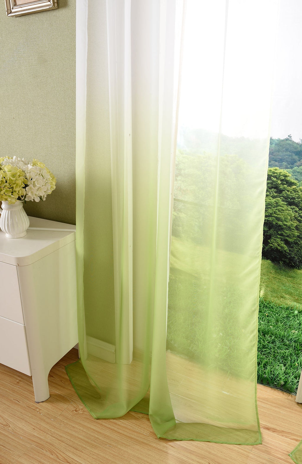 Schal transparent Farbverlauf Vorhang mit Ösen Gardine Voile 204202