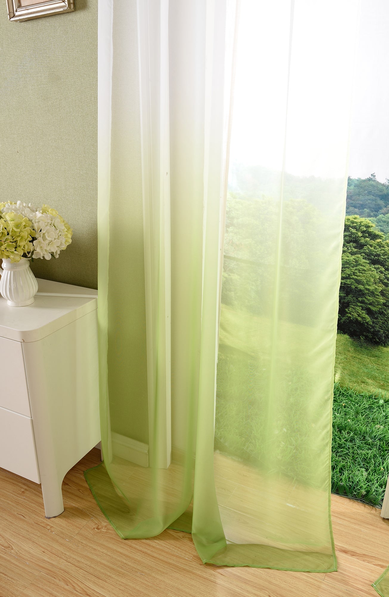 Schal transparent Farbverlauf Vorhang mit Ösen Gardine Voile 204202