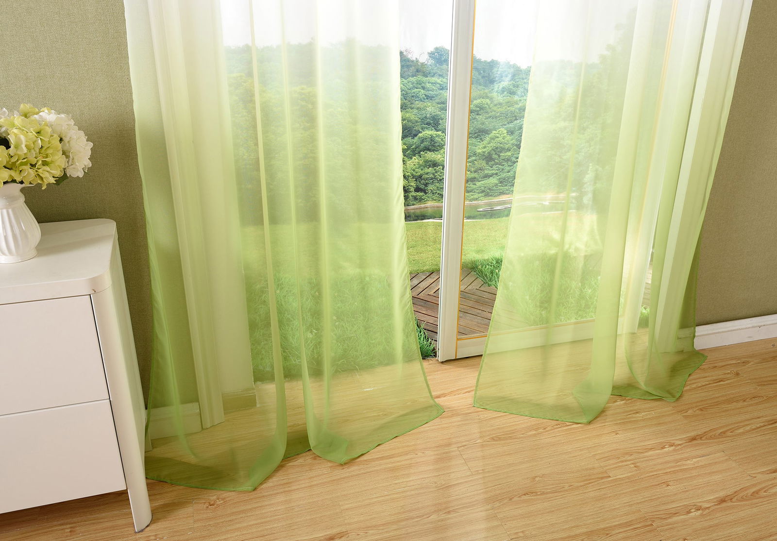 Schal transparent Farbverlauf Vorhang mit Ösen Gardine Voile 204202