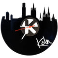 Wanduhr aus Vinyl Skyline Köln