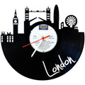 Wanduhr aus Vinyl Skyline London