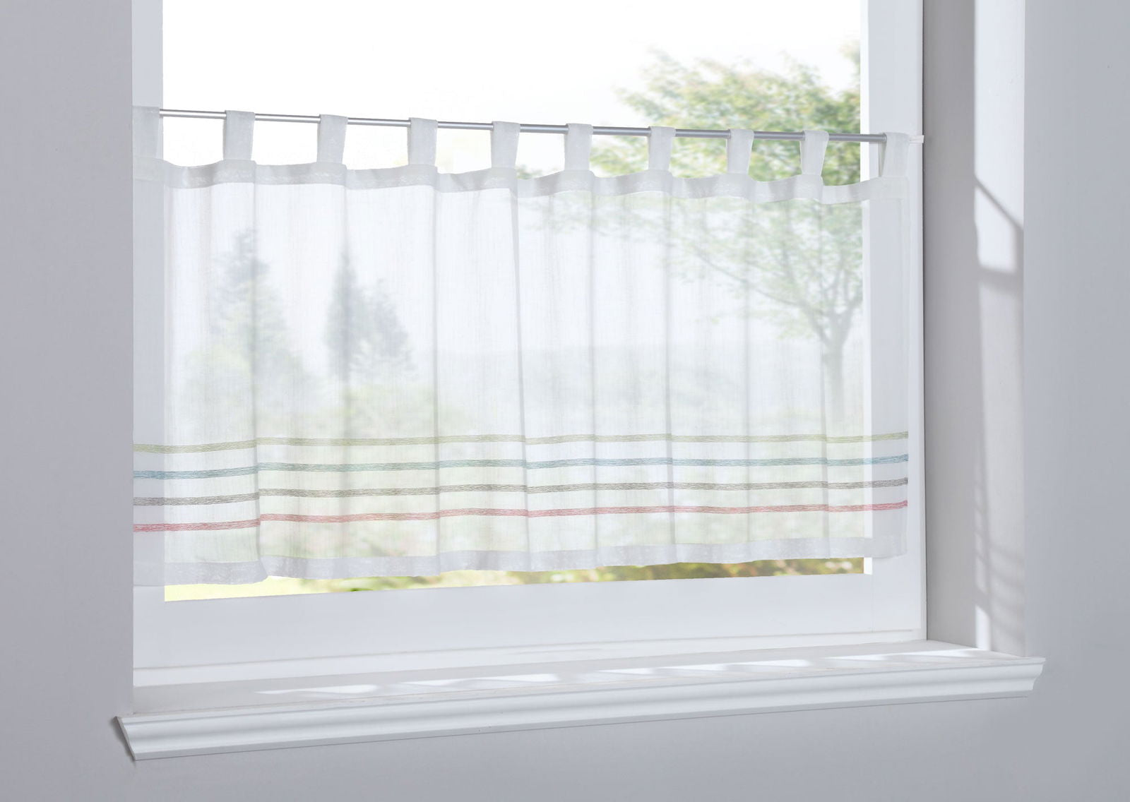Scheibengardine »Adana« Sichtschutz Dekoration Transparent Jacquard Voile Küchenfenster Modern Streifen Musterung 10000304