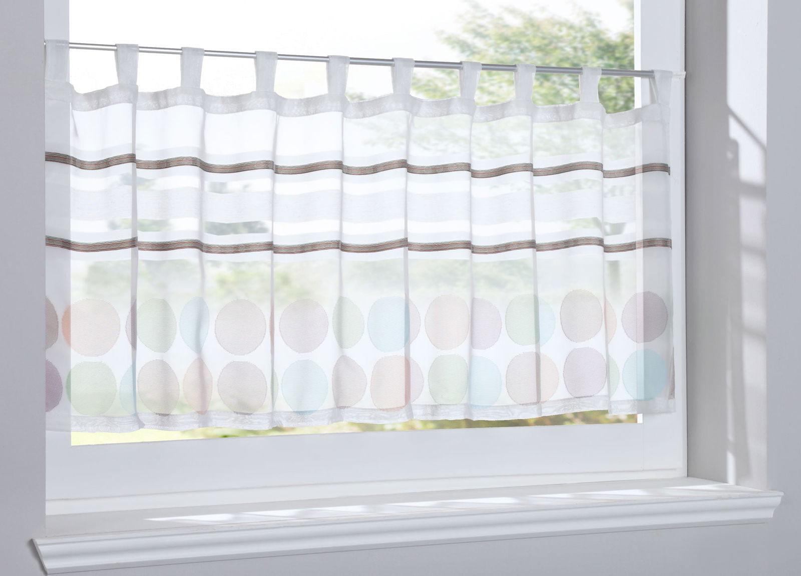 Scheibengardine »Agri« Sichtschutz Dekoration Transparent Jacquard Voile Küchenfenster Modern Querstreifen 10000307