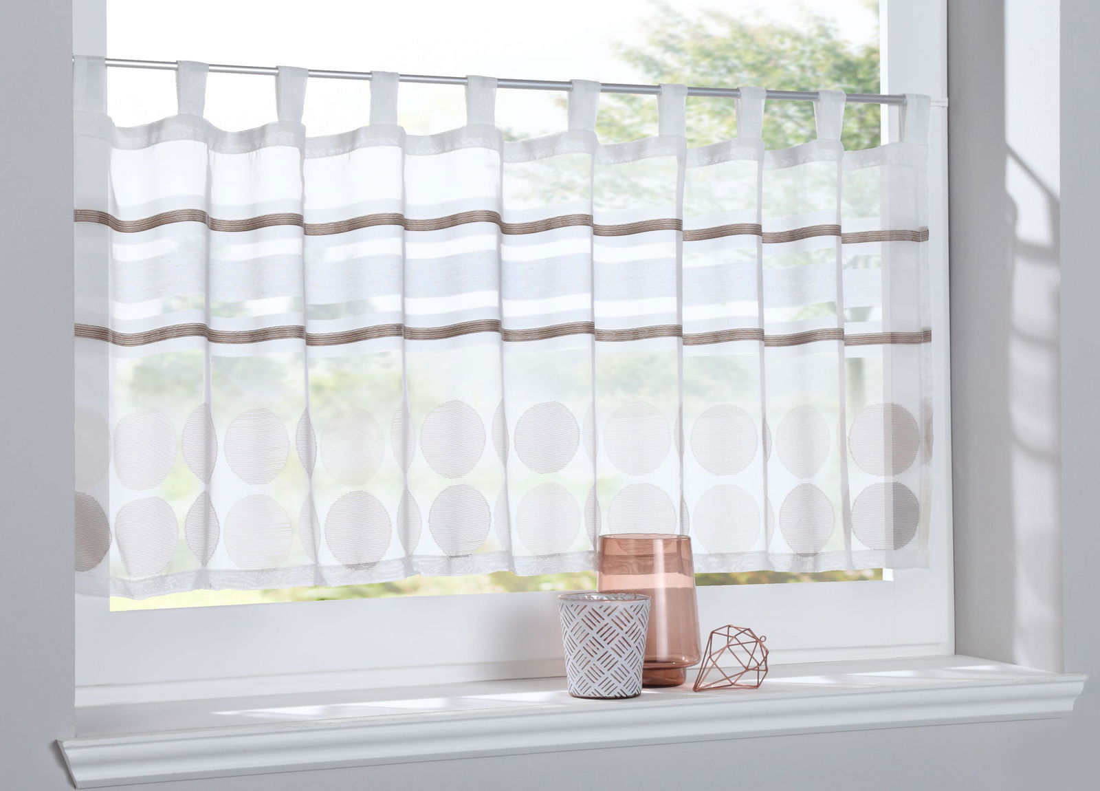 Scheibengardine »Agri« Sichtschutz Dekoration Transparent Jacquard Voile Küchenfenster Modern Querstreifen 10000307