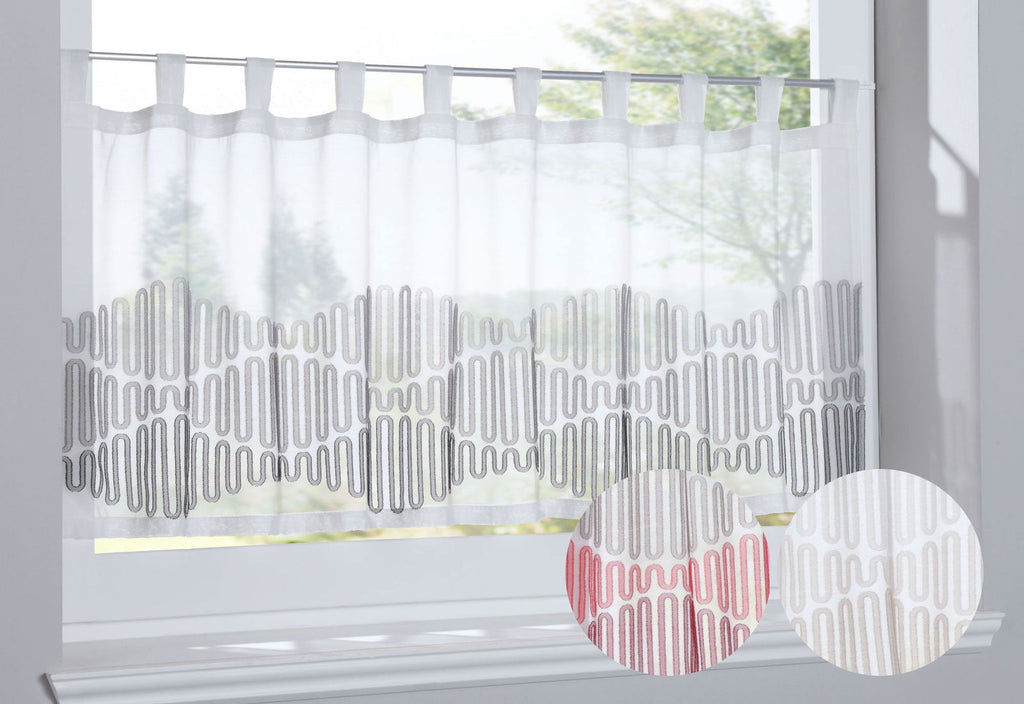 Scheibengardine »Amasya« Sichtschutz Dekoration Transparent Jacquard Voile Küchenfenster Modern Wellenform 10000308
