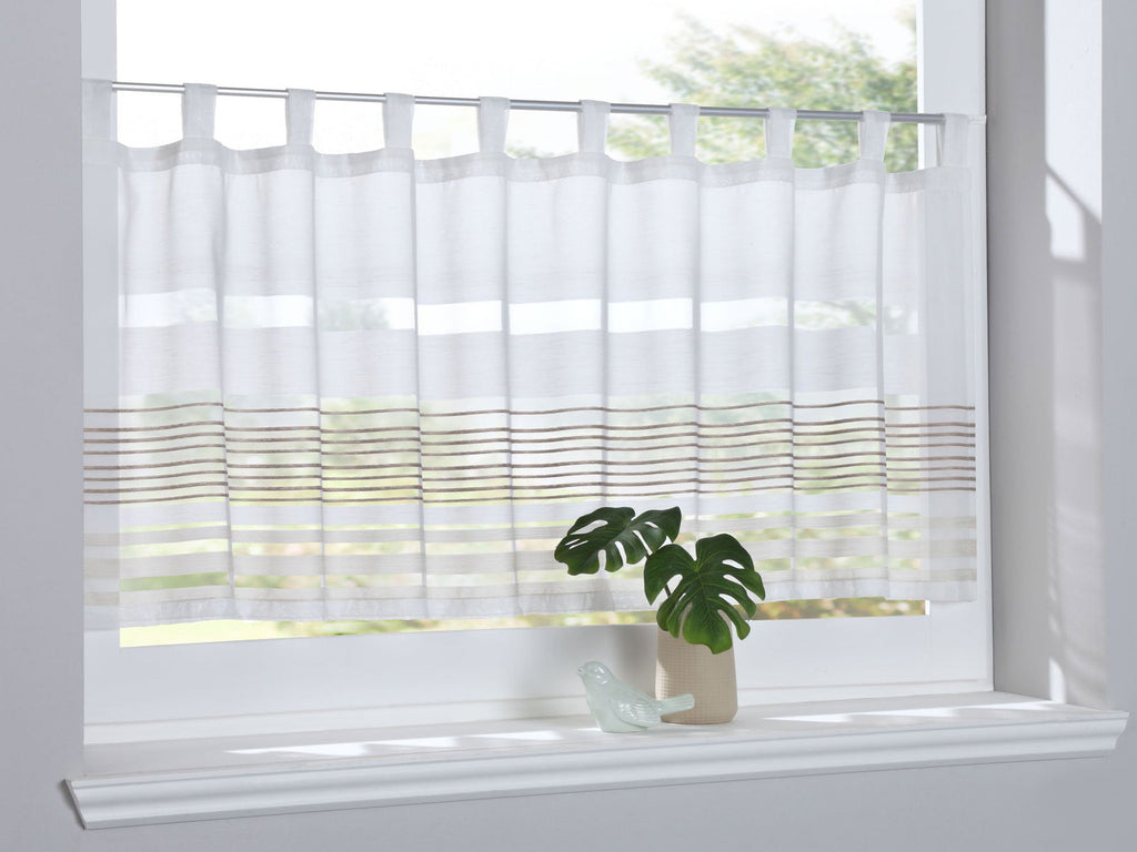 Scheibengardine »Ankara« Sichtschutz Dekoration Transparent Jacquard Voile Küchenfenster Modern Querstreifen HxB 45x140 cm Braun 10000310