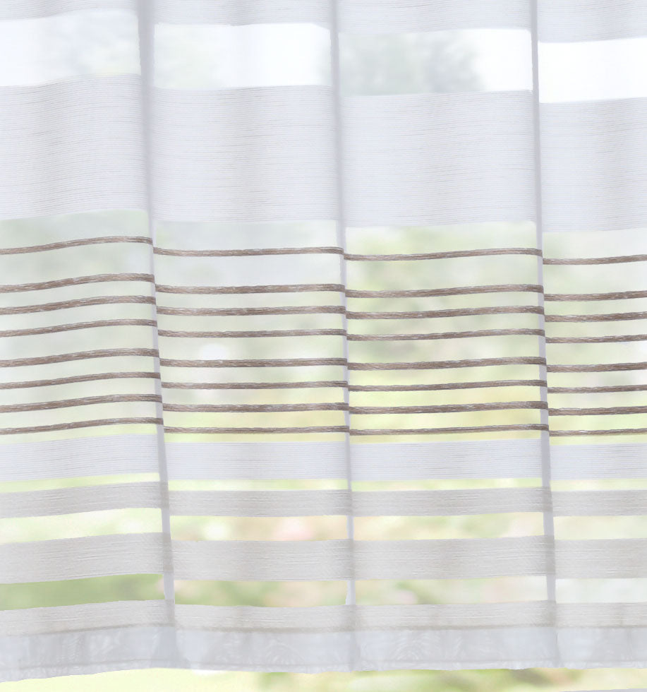 Scheibengardine »Ankara« Sichtschutz Dekoration Transparent Jacquard Voile Küchenfenster Modern Querstreifen HxB 45x140 cm Braun 10000310