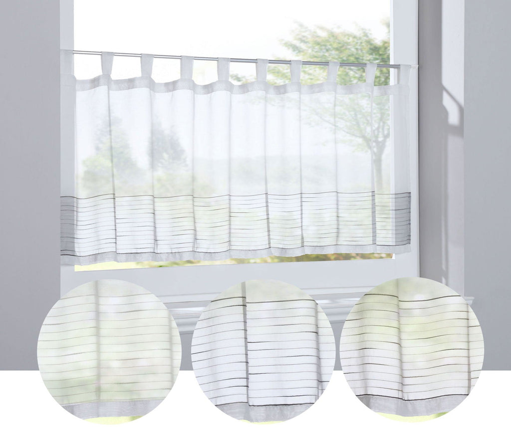 Scheibengardine »Antalya« Sichtschutz Dekoration Transparent Jacquard Voile Küchenfenster Modern Linien Muster 10000312