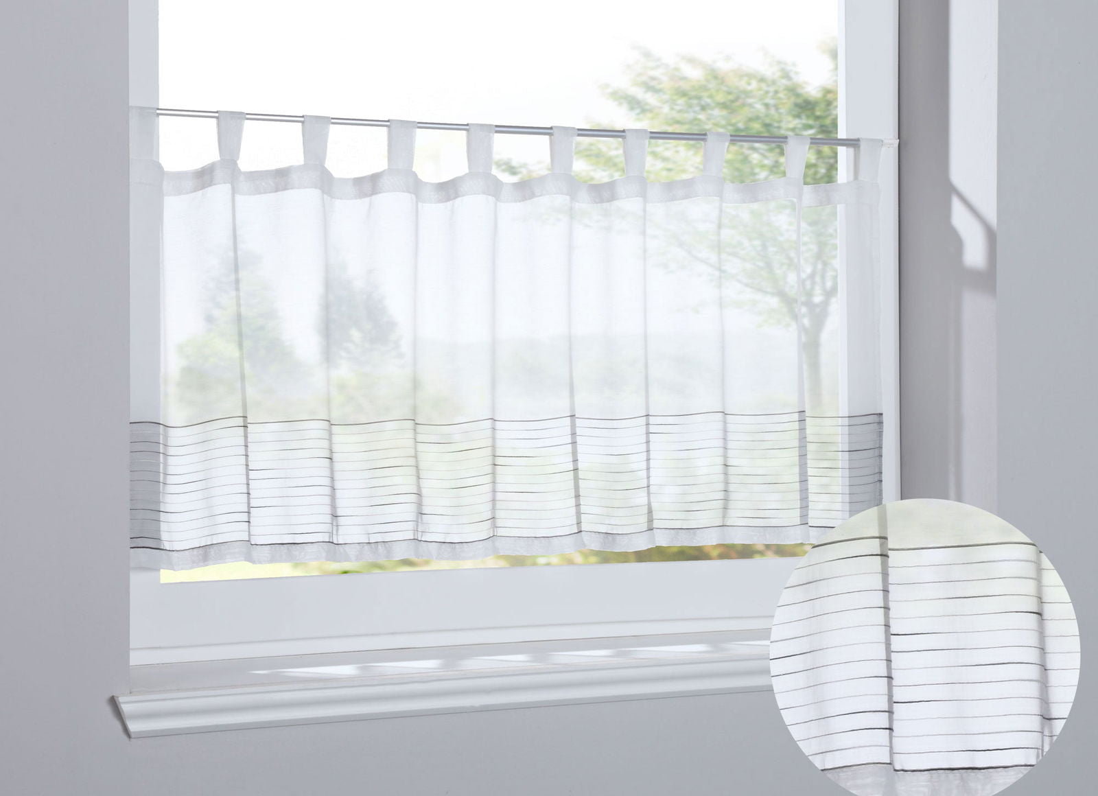 Scheibengardine »Antalya« Sichtschutz Dekoration Transparent Jacquard Voile Küchenfenster Modern Linien Muster 10000312
