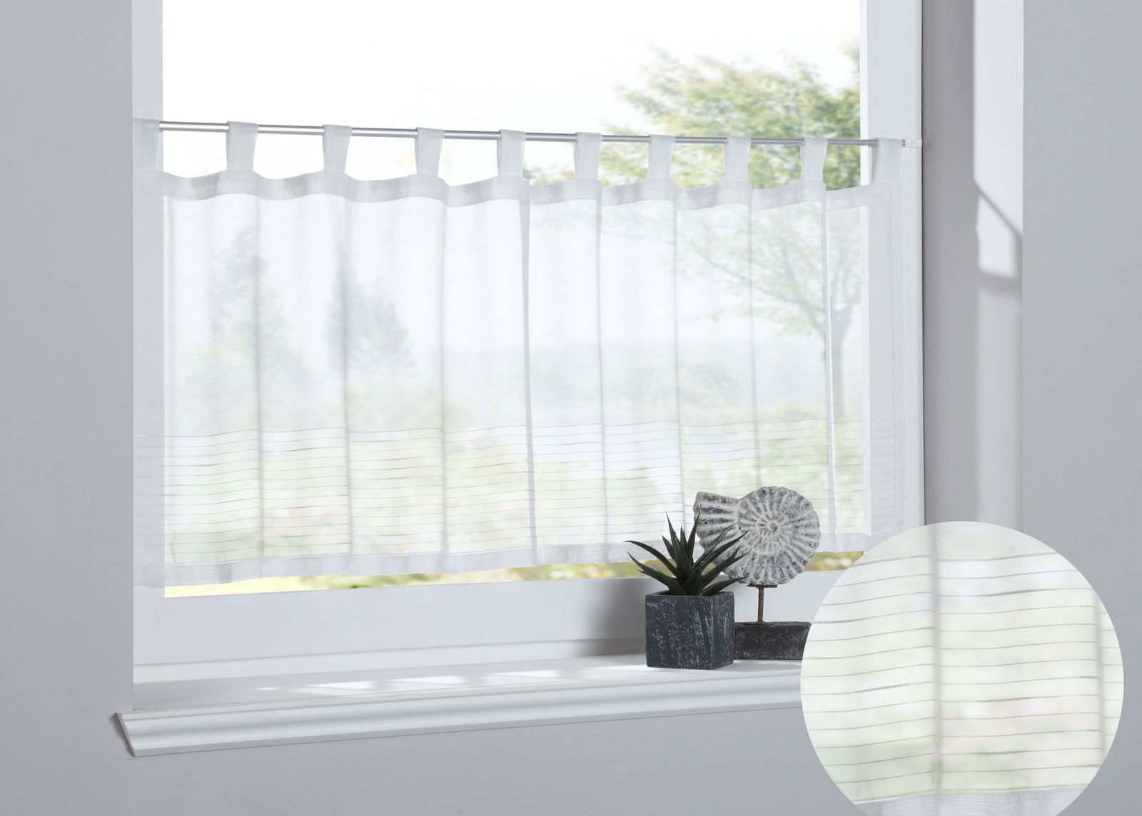 Scheibengardine »Antalya« Sichtschutz Dekoration Transparent Jacquard Voile Küchenfenster Modern Linien Muster 10000312