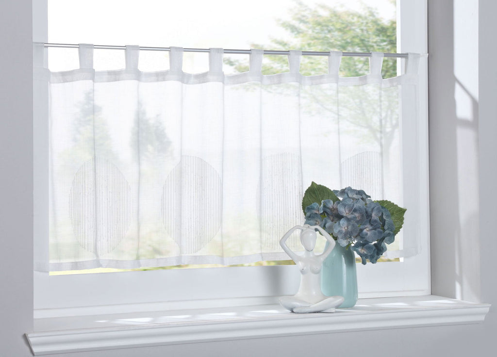 Scheibengardine »Balikesir« Sichtschutz Dekoration Transparent Jacquard Voile Küchenfenster Modern Kreise Muster 10000315