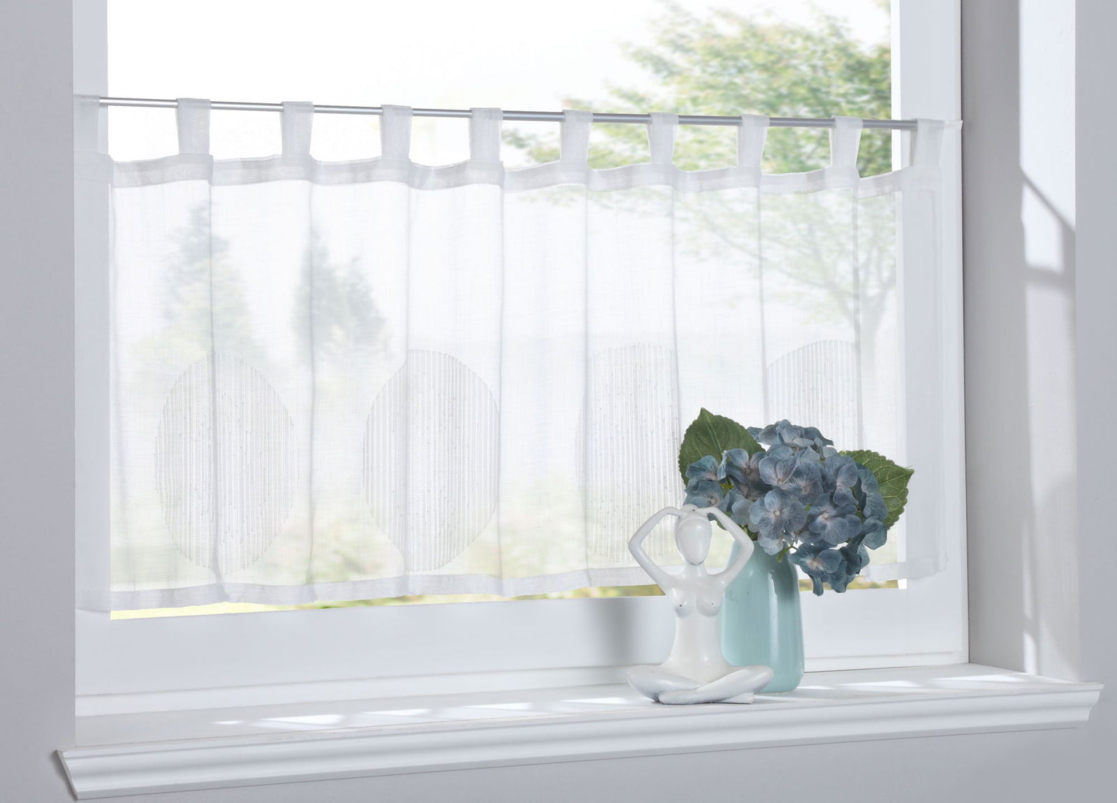 Scheibengardine »Balikesir« Sichtschutz Dekoration Transparent Jacquard Voile Küchenfenster Modern Kreise Muster 10000315