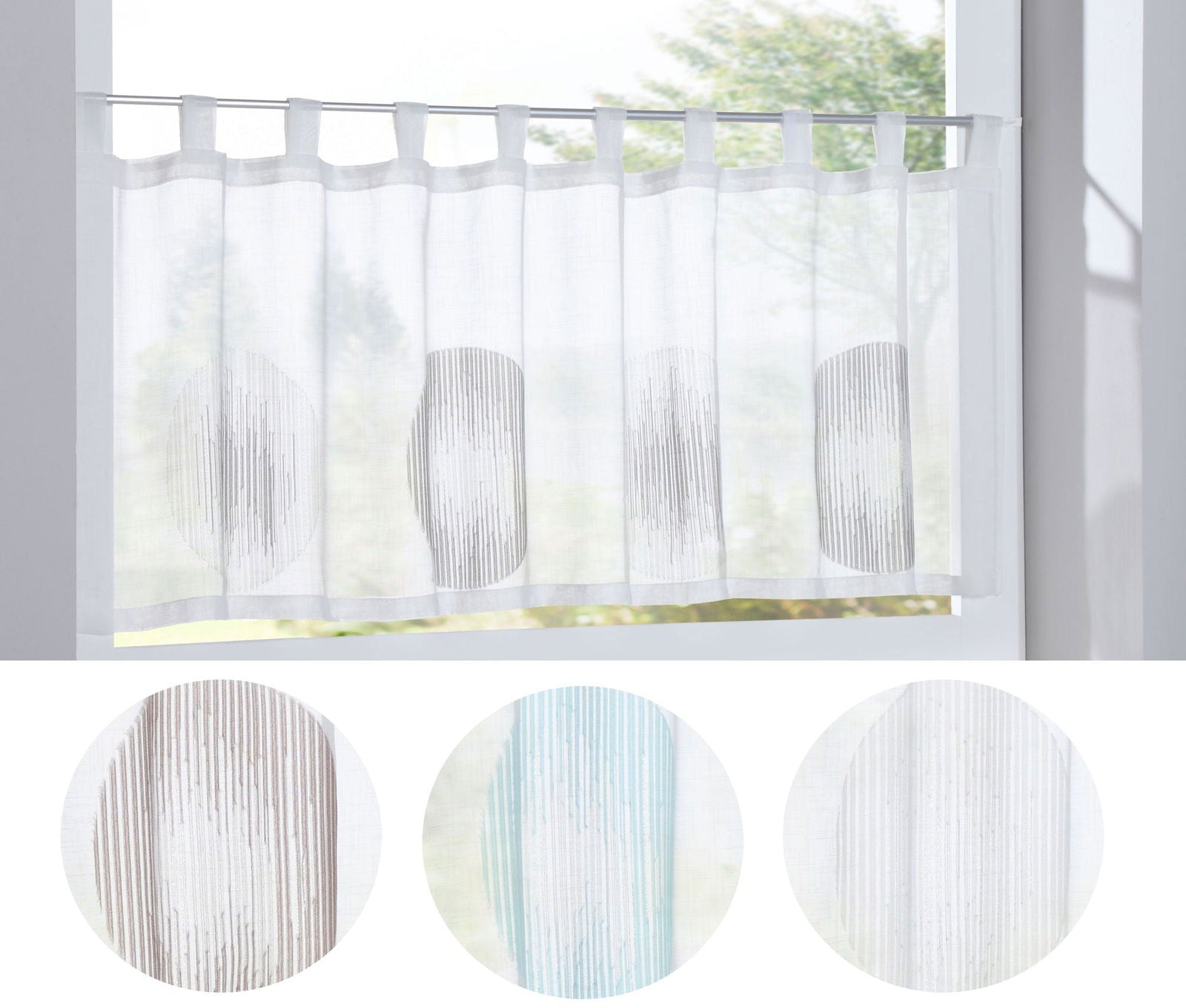 Scheibengardine »Balikesir« Sichtschutz Dekoration Transparent Jacquard Voile Küchenfenster Modern Kreise Muster 10000315
