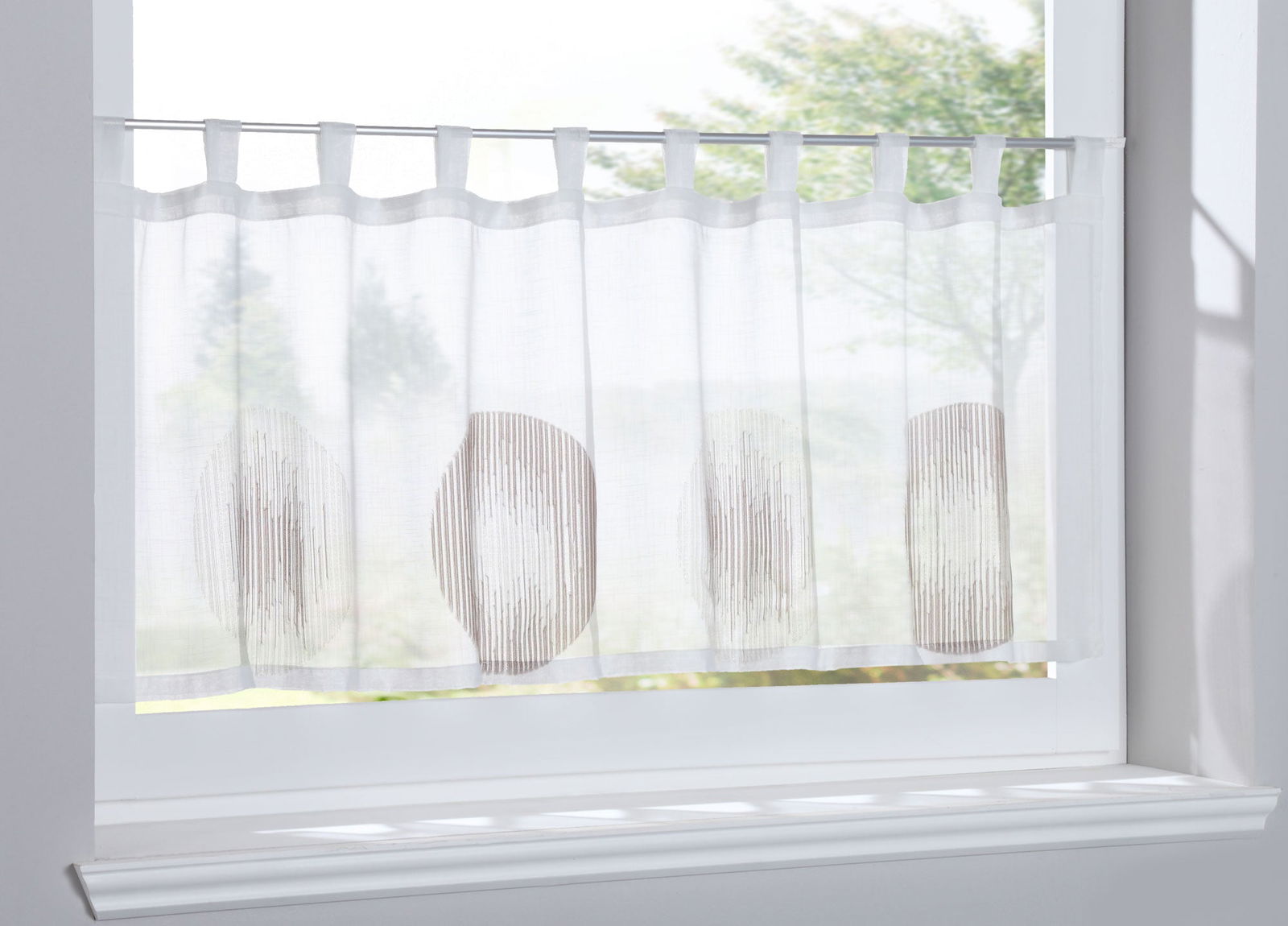 Scheibengardine »Balikesir« Sichtschutz Dekoration Transparent Jacquard Voile Küchenfenster Modern Kreise Muster 10000315