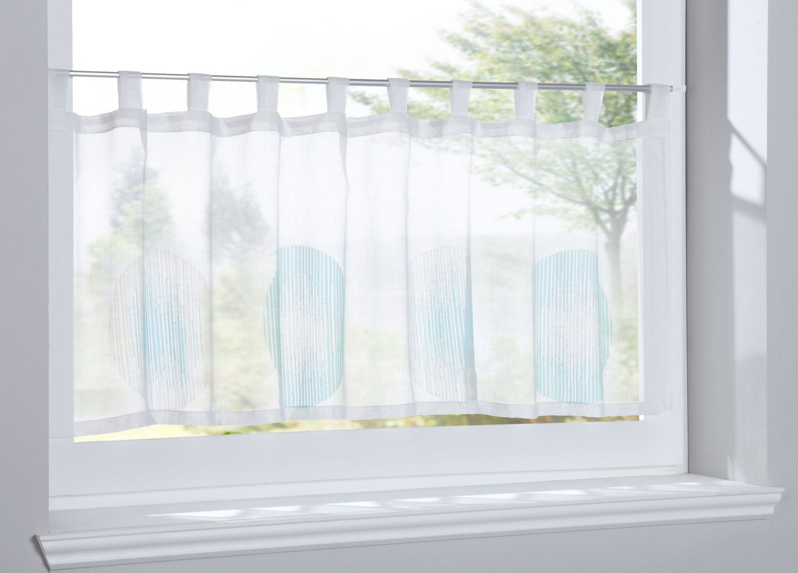 Scheibengardine »Balikesir« Sichtschutz Dekoration Transparent Jacquard Voile Küchenfenster Modern Kreise Muster 10000315