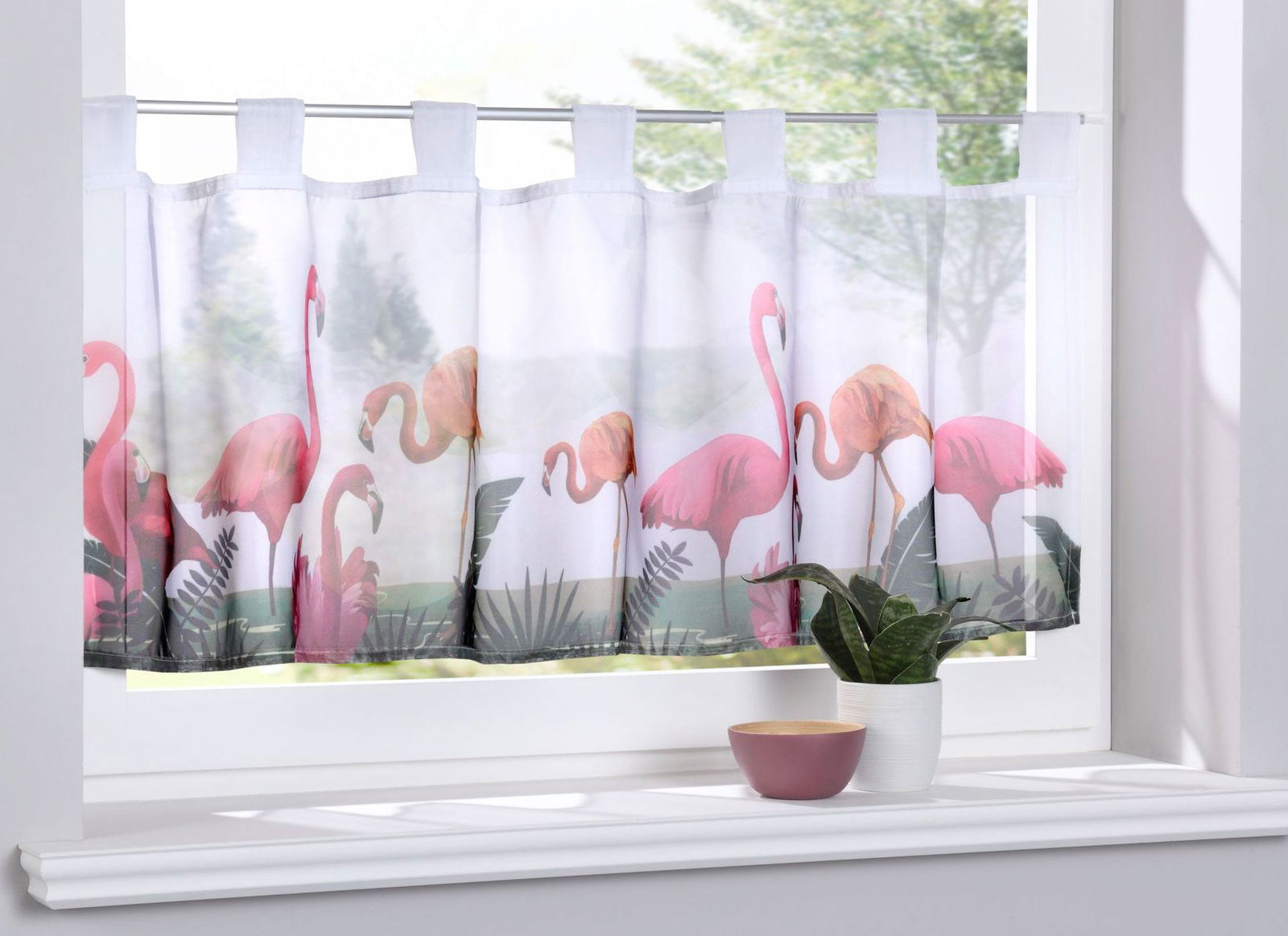 Scheibengardine »Digital Druck« Voile Kurzgardine SChlaufen Transparent Digital Druck Küche Fenster Modern 10000262