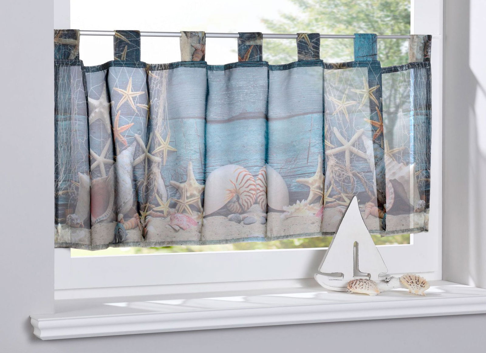Scheibengardine »Digital Druck« Voile Kurzgardine SChlaufen Transparent Digital Druck Küche Fenster Modern 10000262