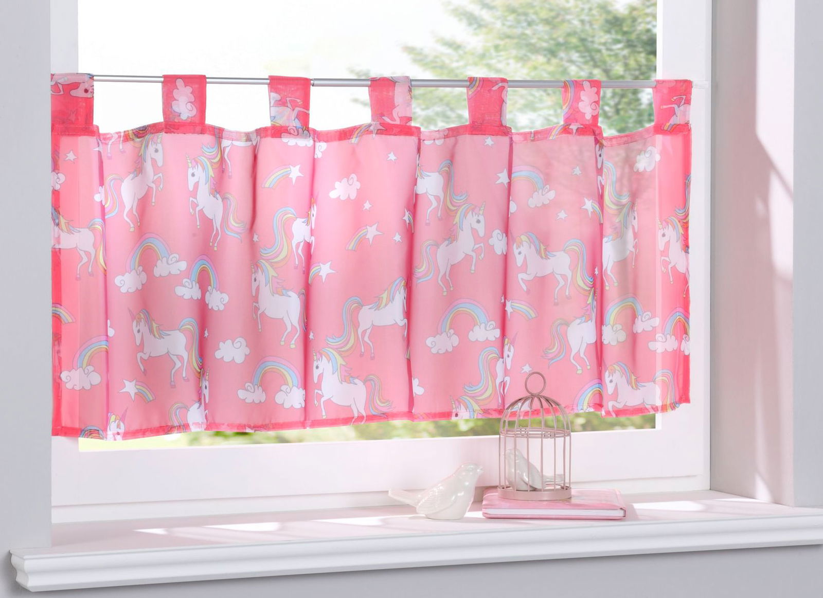 Scheibengardine »Digital Druck« Voile Kurzgardine SChlaufen Transparent Digital Druck Küche Fenster Modern 10000262