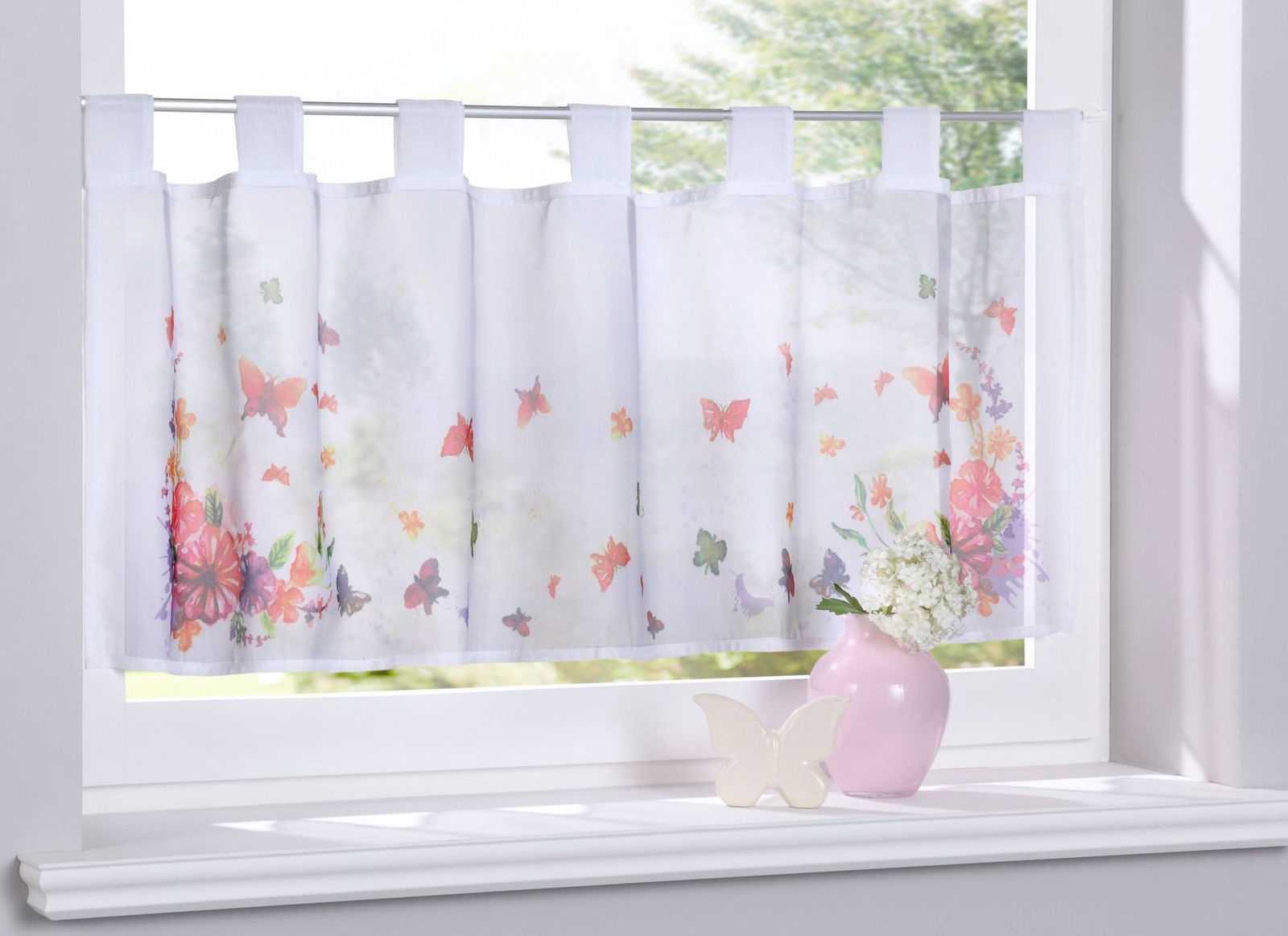 Scheibengardine »Digital Druck« Voile Kurzgardine SChlaufen Transparent Digital Druck Küche Fenster Modern 10000262