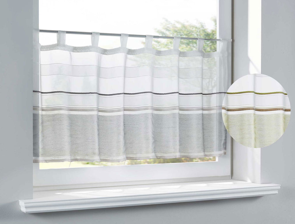Scheibengardine Edirne Voile Jacquard Querstreifen Modern Querstreifen Sichtschutz küchenfenster 10000144
