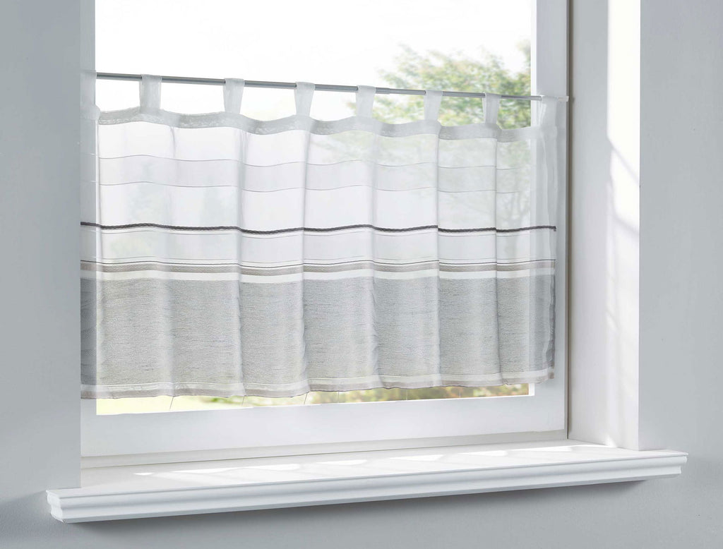 Scheibengardine Edirne Voile Jacquard Querstreifen Modern Querstreifen Sichtschutz küchenfenster 10000144