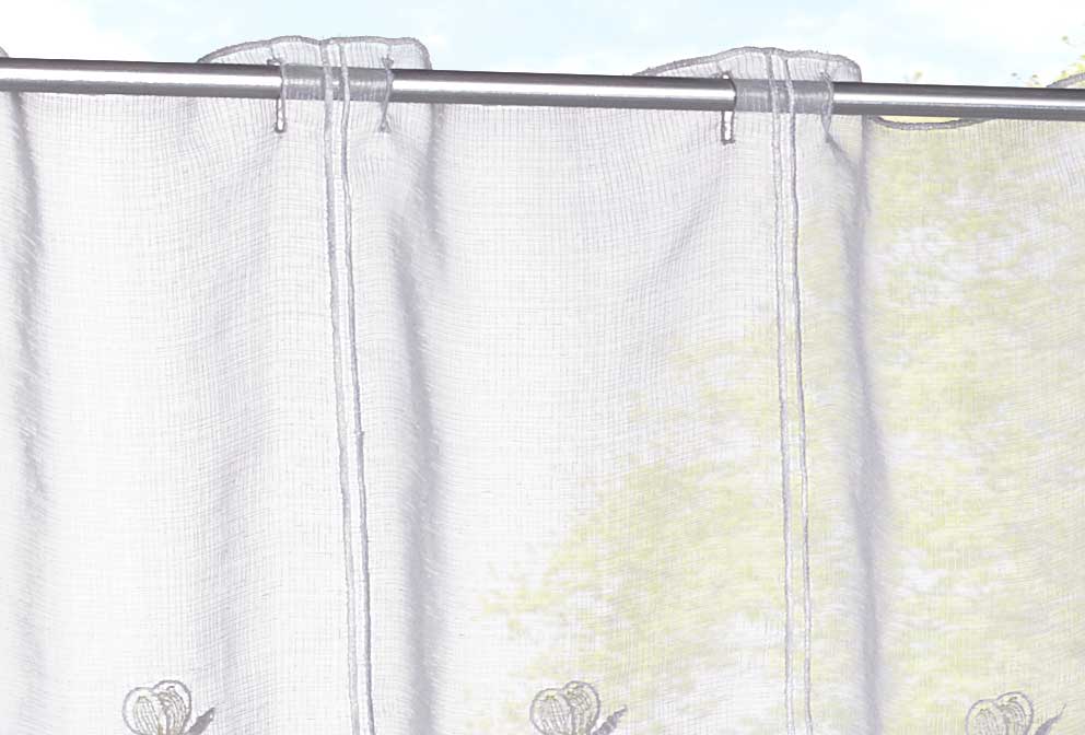 Scheibengardine Stickerei Transparent Stangenduchzug Schlaufen Bitrogardine Küchenfenster Sichtschutz 10000328
