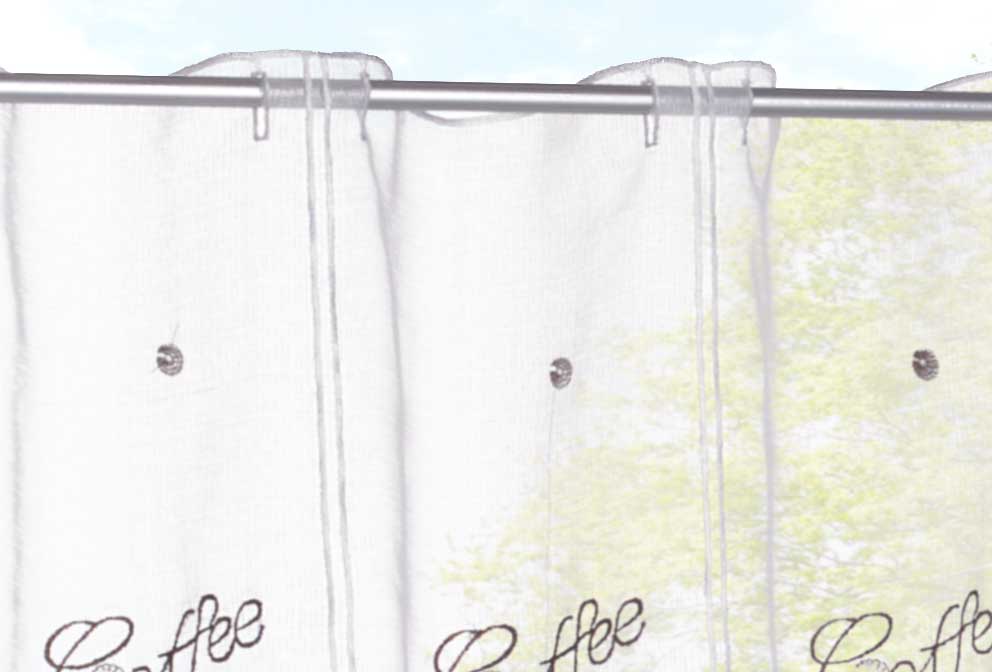 Scheibengardine Stickerei Transparent Stangenduchzug Schlaufen Bitrogardine Küchenfenster Sichtschutz 10000328