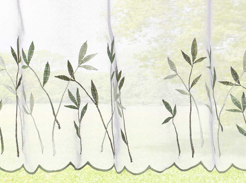 Scheibengardine Stickerei Transparent Stangenduchzug Schlaufen Bitrogardine Küchenfenster Sichtschutz 10000328