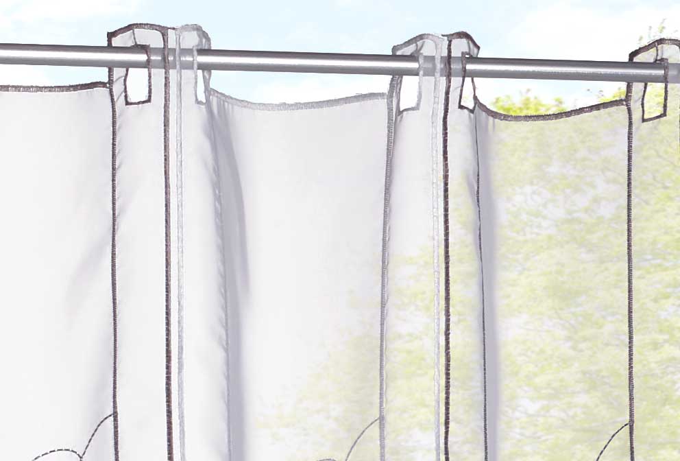 Scheibengardine Stickerei Transparent Stangenduchzug Schlaufen Bitrogardine Küchenfenster Sichtschutz 10000328