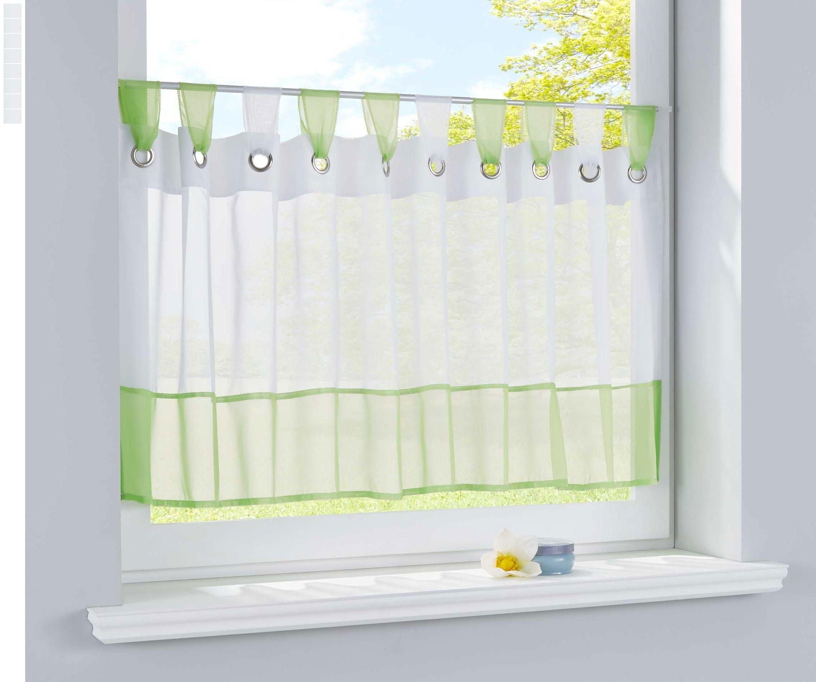 Scheibengardine »UNI« Voile Gardine Ösen mit Bordüre Vorhang Küche Gardinenstange (HxB) 610710