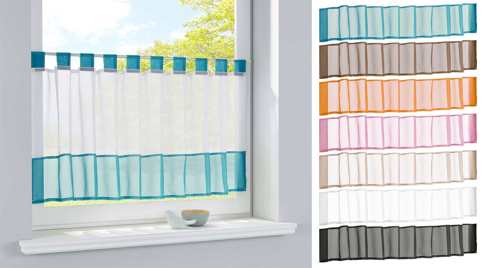 Scheibengardine »UNI« Voile Gardine Schlaufen mit Bordüre (HxB) 610700