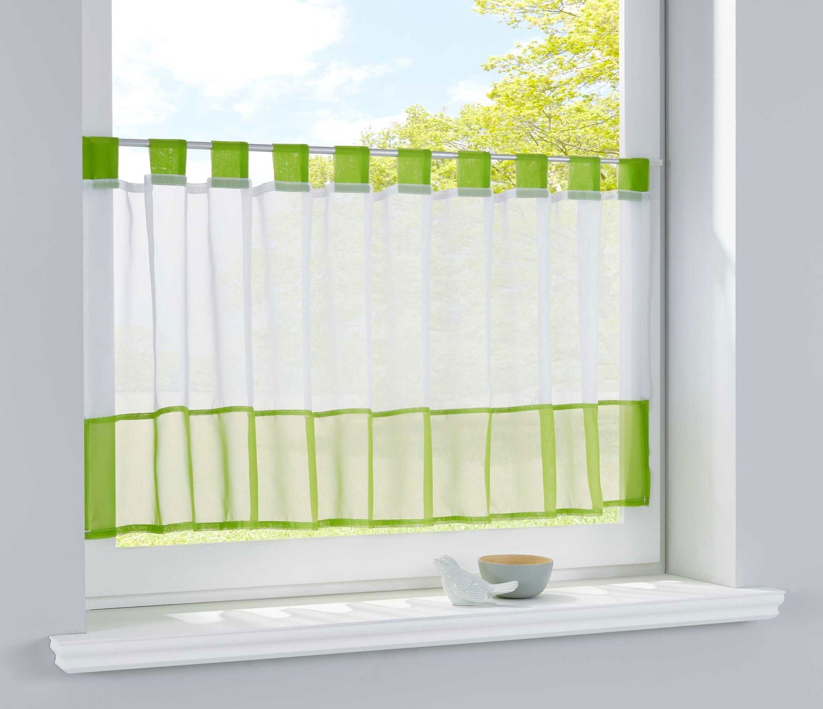 Scheibengardine »UNI« Voile Gardine Schlaufen mit Bordüre (HxB) 610700