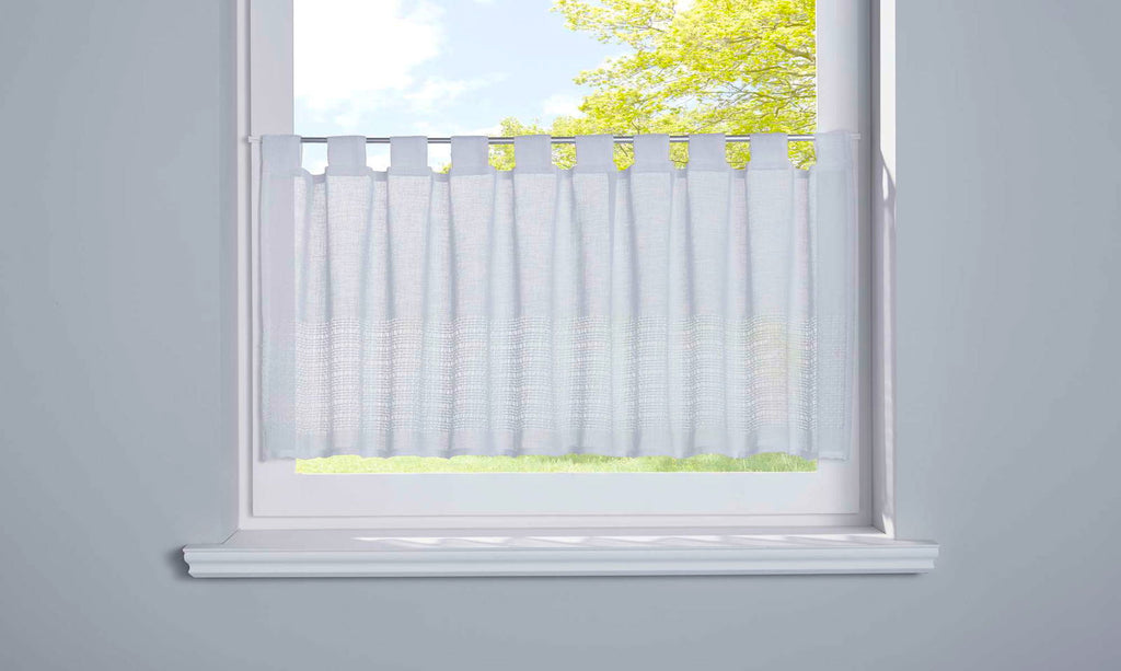 Scheibengardine Voile »Sanremo« Landhaus-Stil Querstreifen Leinen Häkel Optik Netzstruktur Schlaufen 20190341