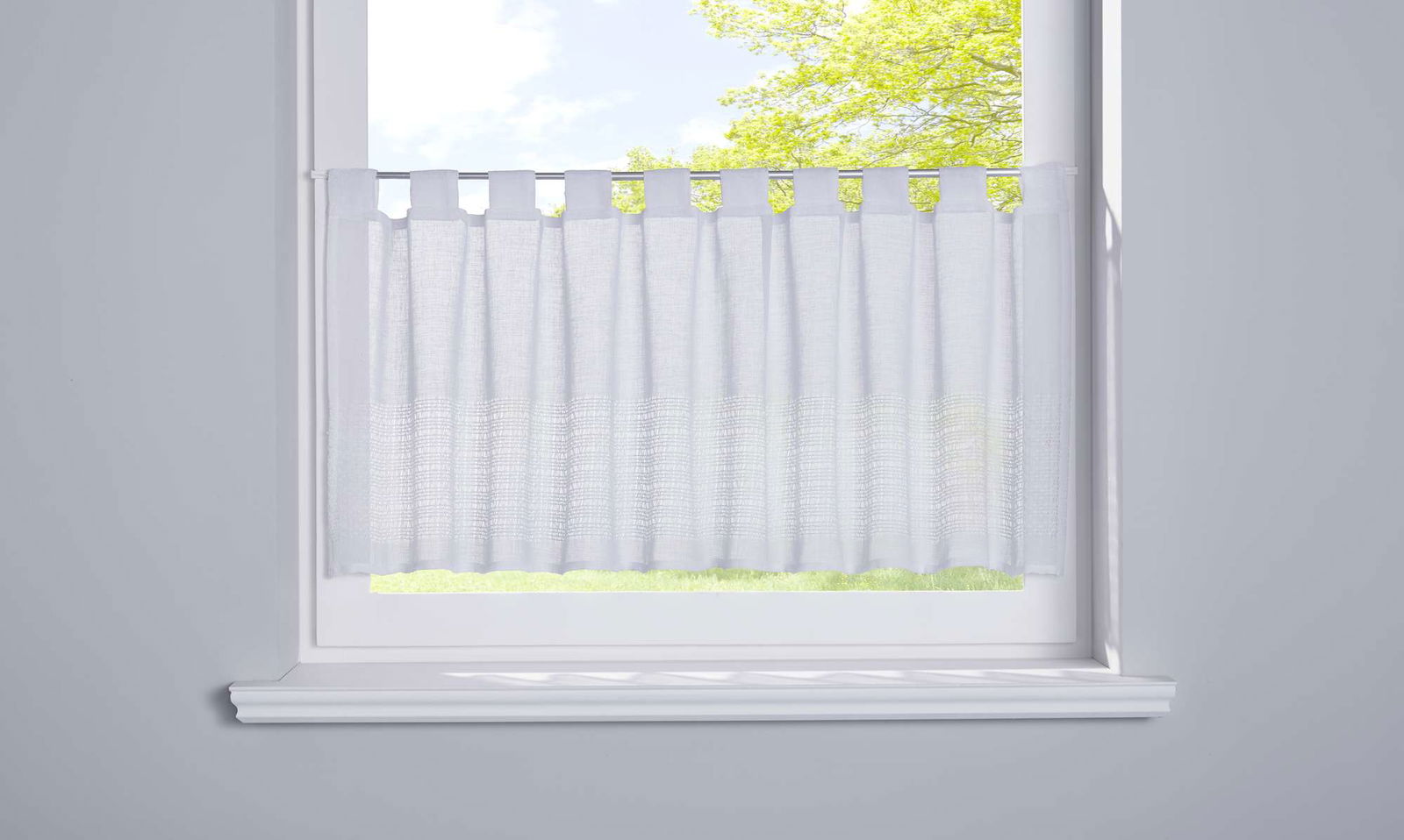 Scheibengardine Voile »Sanremo« Landhaus-Stil Querstreifen Leinen Häkel Optik Netzstruktur Schlaufen 20190341