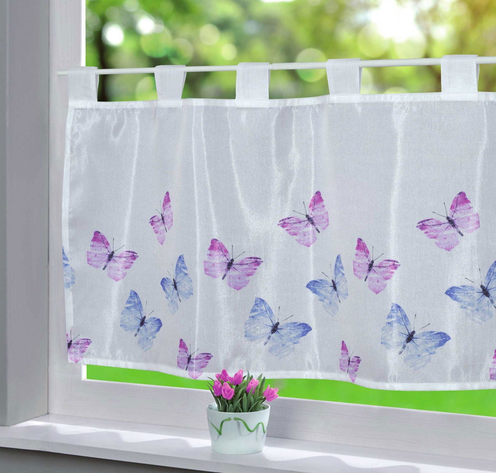Scheibengardine Voile »Ulm« Ausbrenner Bedruckt Sichtschutz Transparent  Küchenfenster 202071