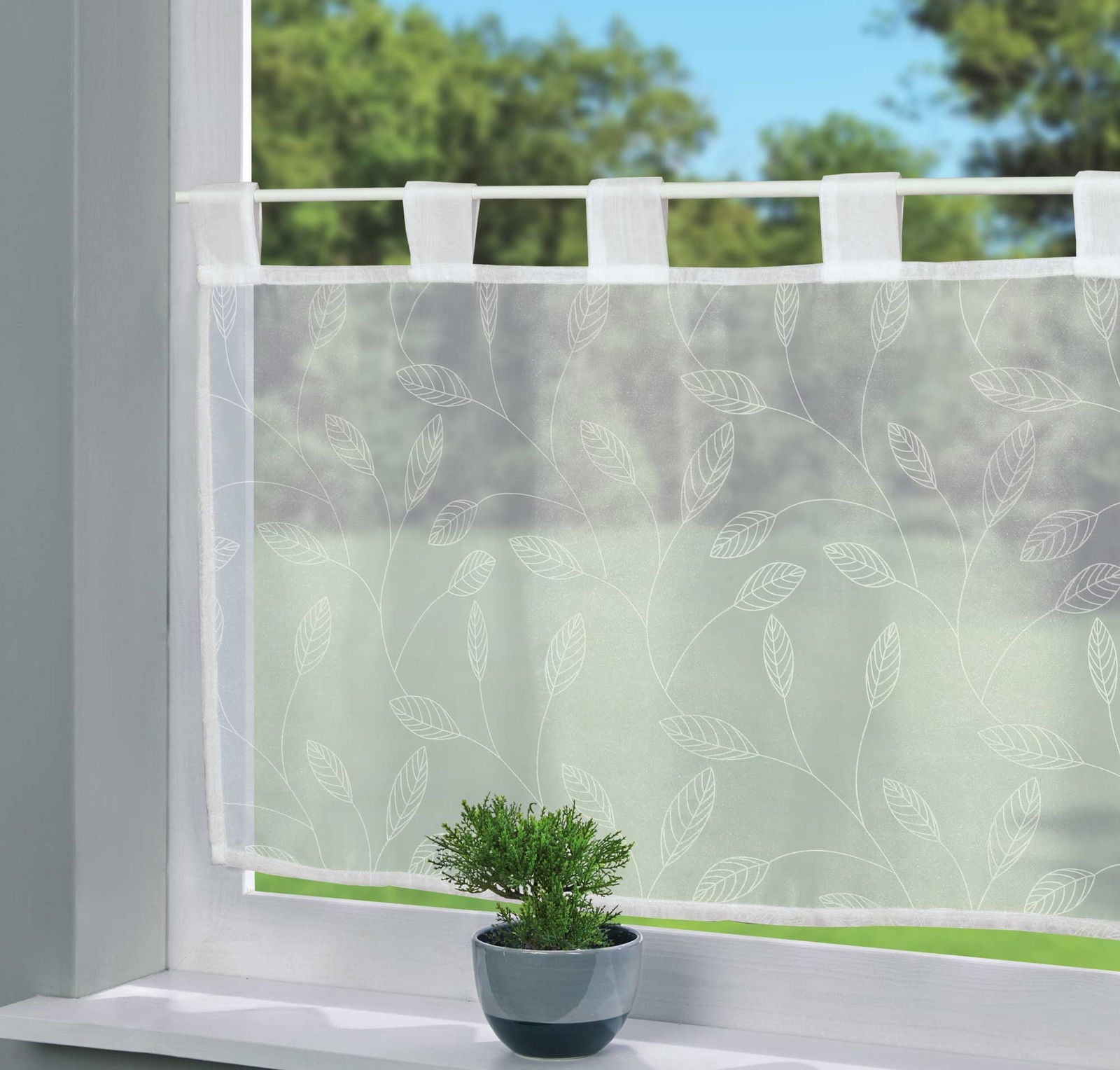 Scheibengardine Voile »Ulm« Ausbrenner Bedruckt Sichtschutz Transparent  Küchenfenster 202071