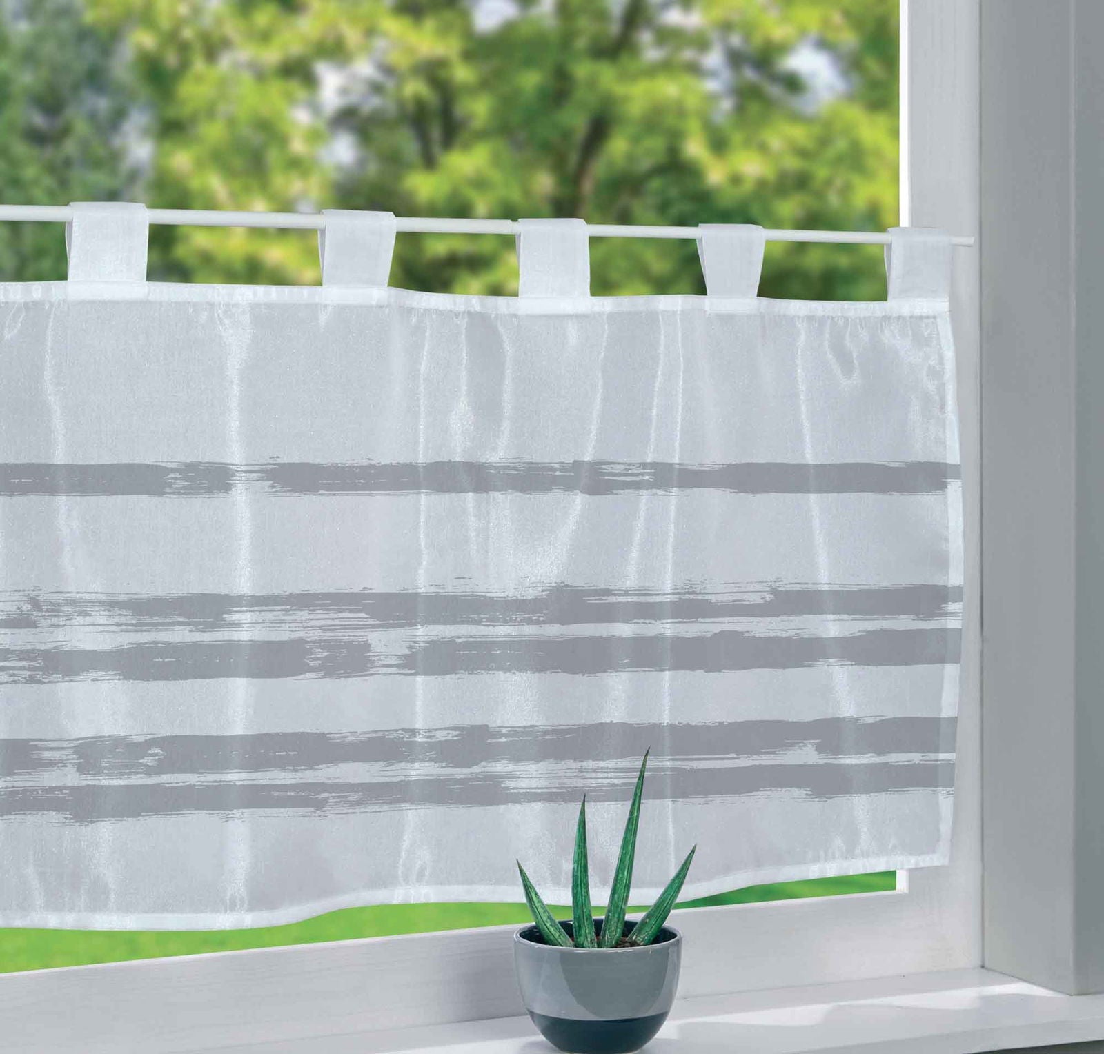 Scheibengardine Voile »Ulm« Ausbrenner Bedruckt Sichtschutz Transparent  Küchenfenster 202071