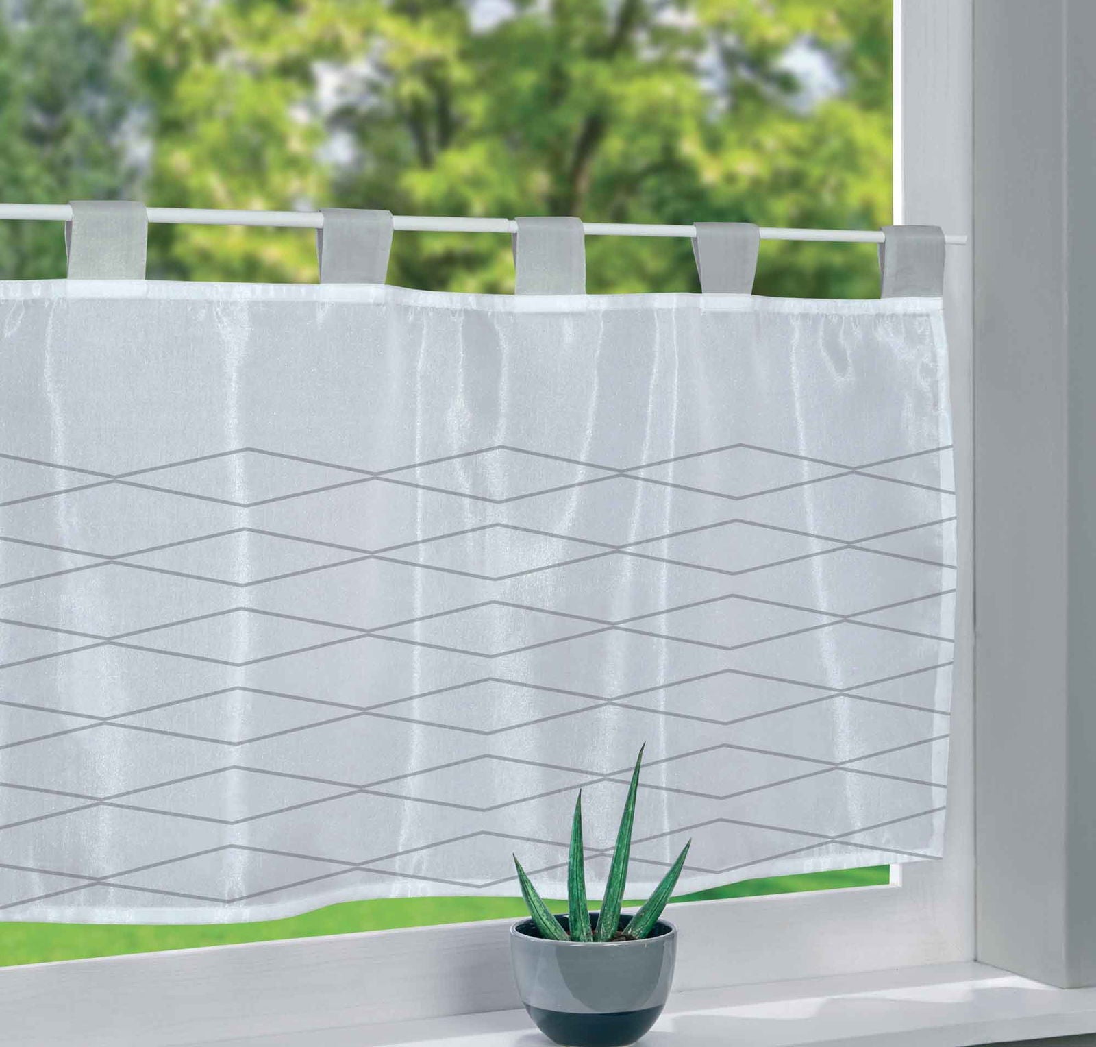 Scheibengardine Voile »Ulm« Ausbrenner Bedruckt Sichtschutz Transparent  Küchenfenster 202071