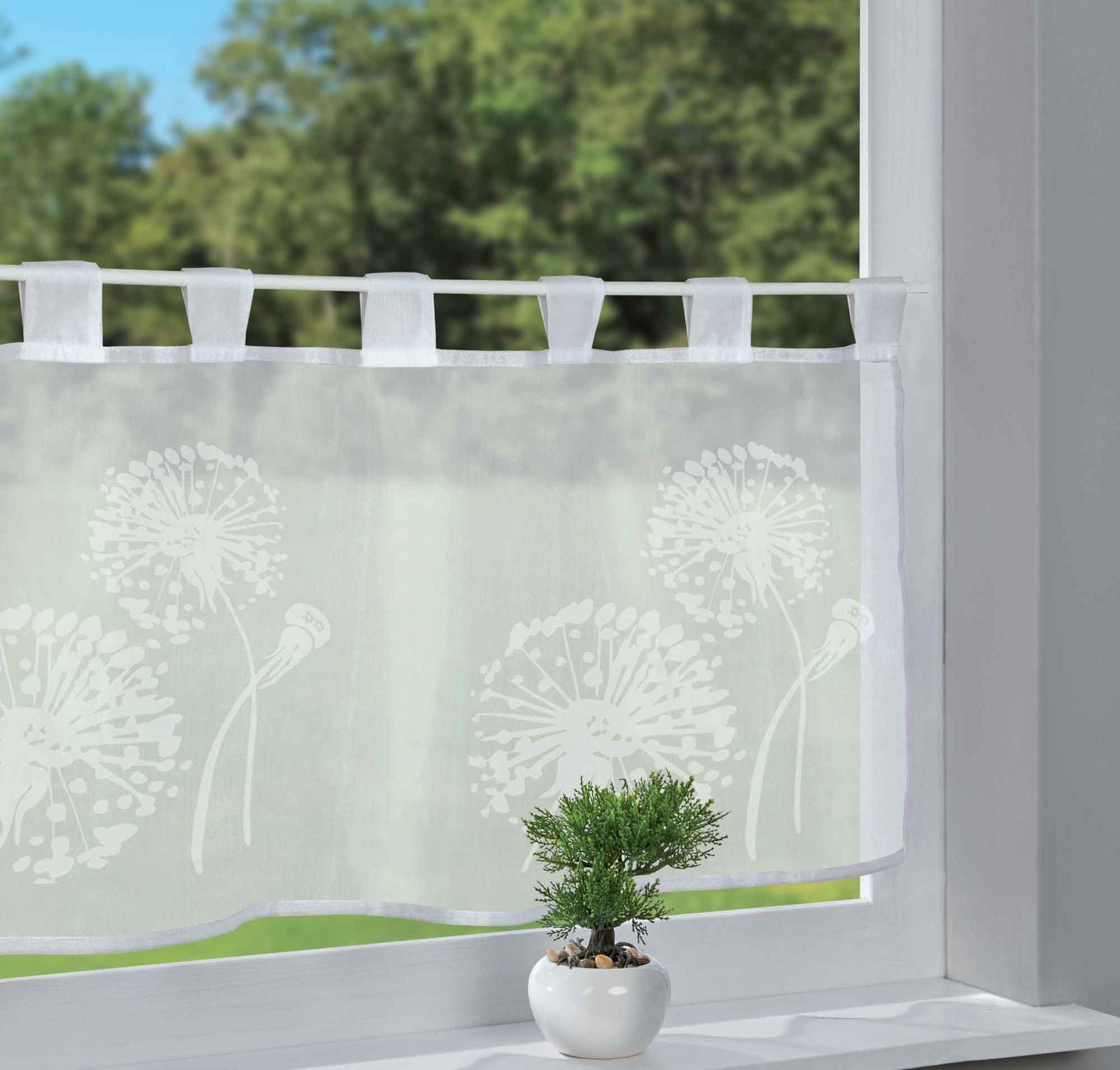 Scheibengardine Voile »Ulm« Ausbrenner Bedruckt Sichtschutz Transparent  Küchenfenster 202071