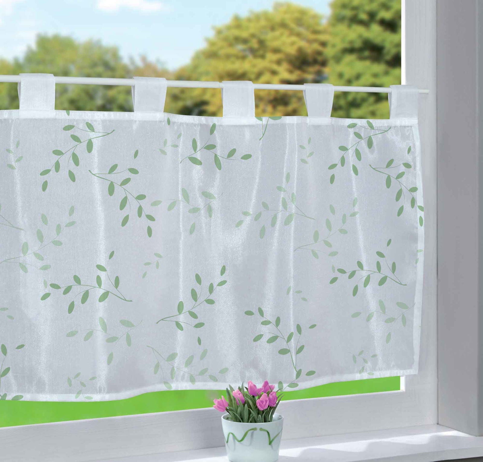 Scheibengardine Voile »Ulm« Ausbrenner Bedruckt Sichtschutz Transparent  Küchenfenster 202071