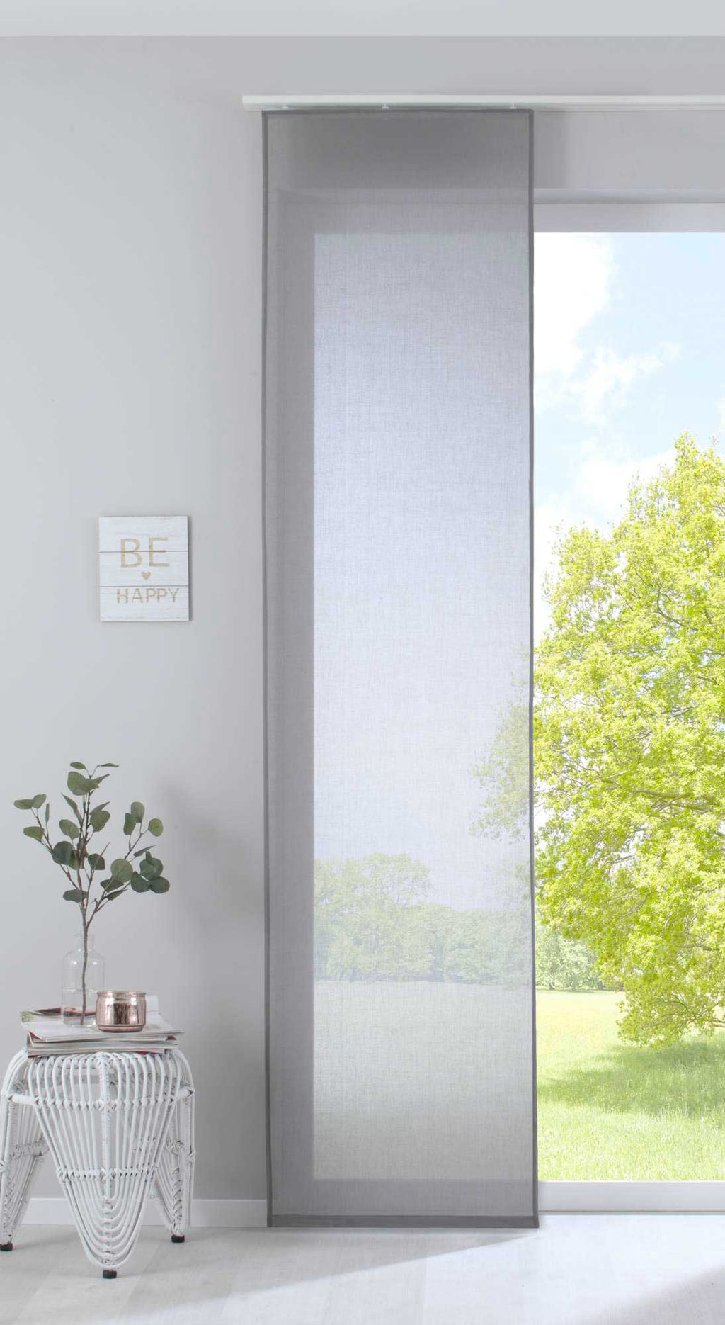 Schiebegardine »Nizza« Baumwoll-Voile Halbvoile Transparent Flächenvorhang mit Paneelwagen und Beschwerungsstange 2019032