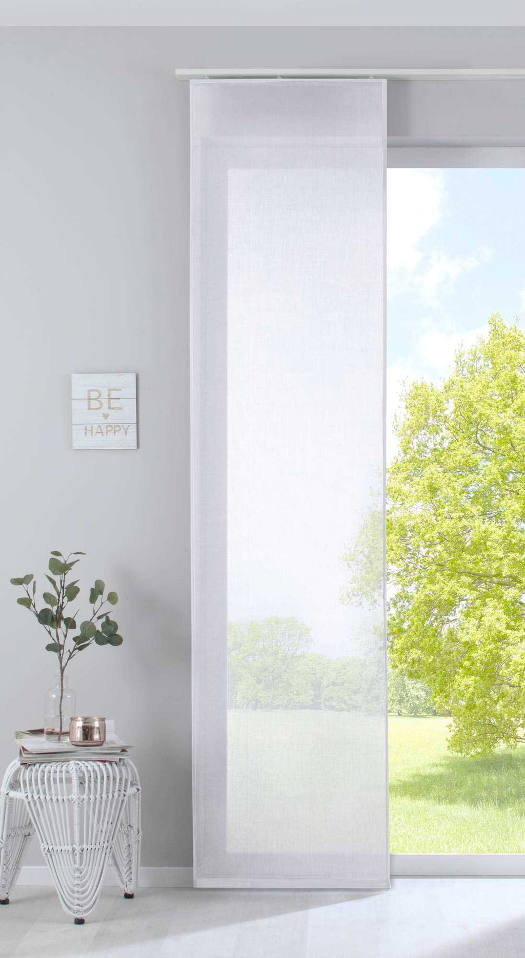 Schiebegardine »Nizza« Baumwoll-Voile Halbvoile Transparent Flächenvorhang mit Paneelwagen und Beschwerungsstange 2019032