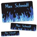 Schuletiketten mit Namen - Flammen Design - 100 Aufkleber in verschiedenen Größen