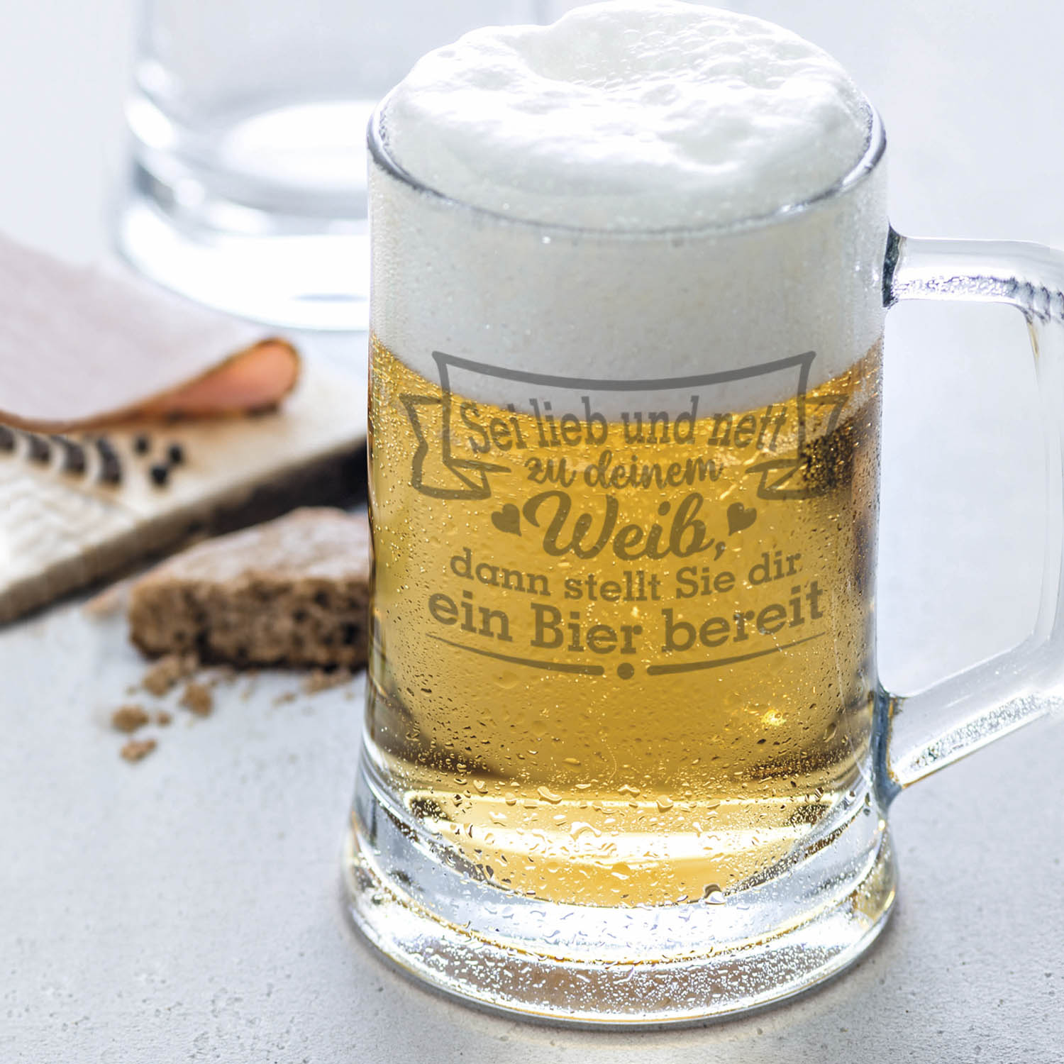 Montana Bierkrug mit Gravur "Sei lieb und nett zu deinem Weib"
