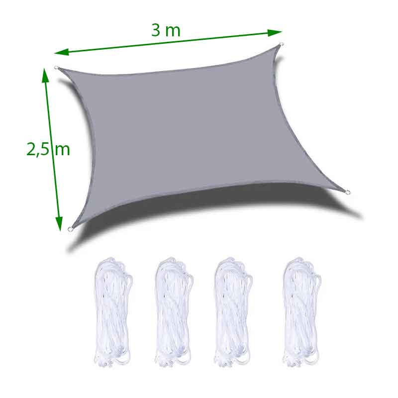 Sonnensegel Sonnenschutz Set inkl Befestigungsseile Wasserabweisend Polyester UV Schutz Windschutz Wetterschutz für Balkon Garten Terrasse 2023900N